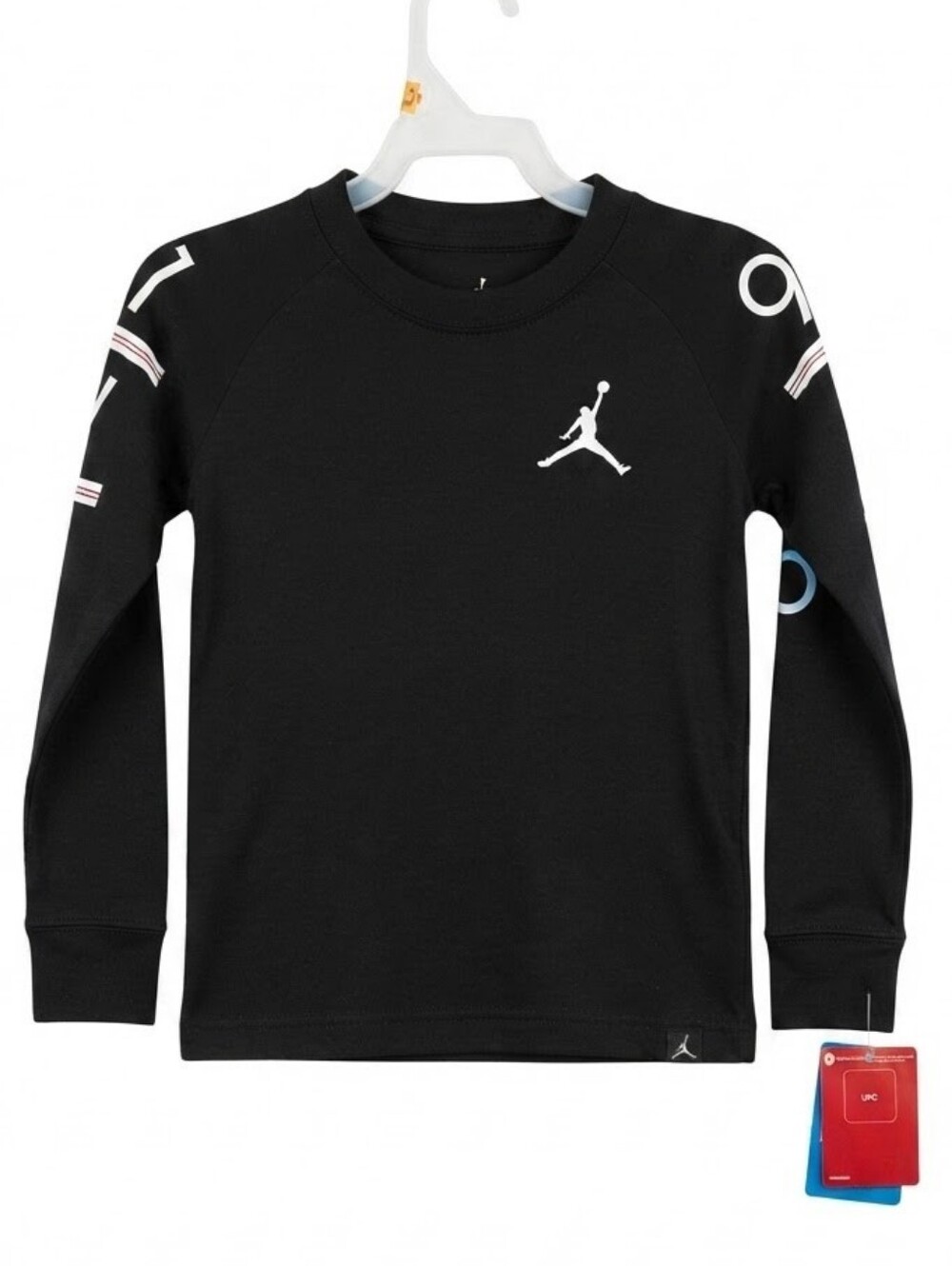 NEW Jordan Black Long Sleeve Jumpman Top Arm Graphics Boys Size 5 Small Tshirt